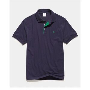 Flint Park Men's Short Sleeve Tennis Match Polo Shirt in Navy Blue Cotton Large